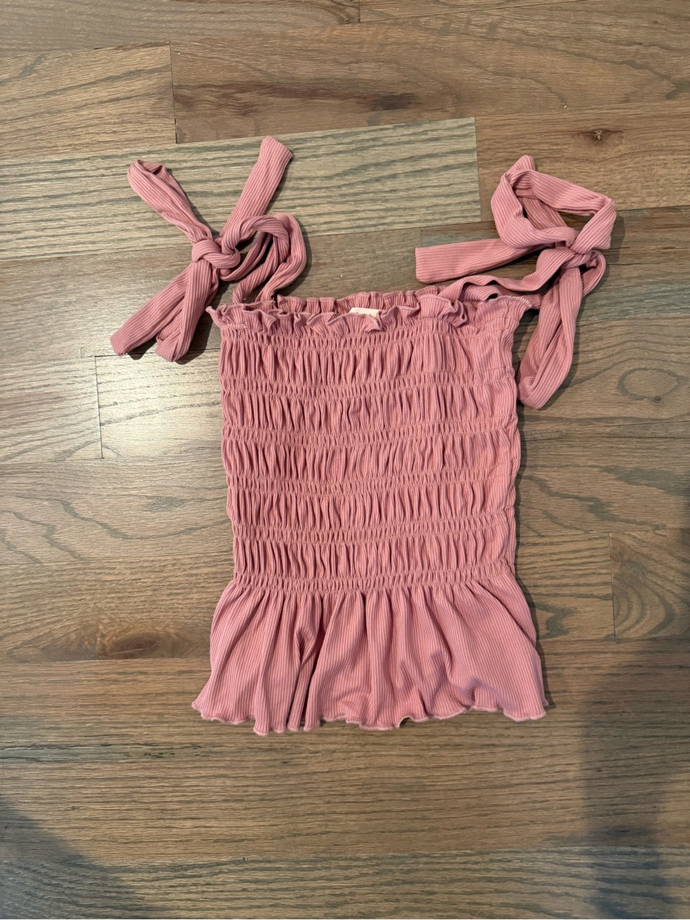 Altar'd State Dusty Rose Smocked Tie-Shoulder Camisole